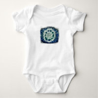 Baby Jersey Bodysuit White mandala blue background