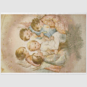 Baby Jesus and Cute Children On Christmas Eve Tissue Paper