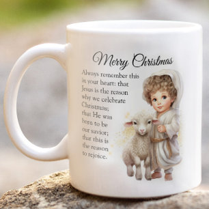 Baby Jesus And Lamb Illustration Coffee Mug