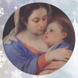  Baby Jesus and Mother Mary Painting Classic Round Sticker