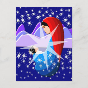 Baby Jesus and Virgin Mary in Starlight Postcard