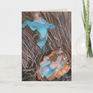BABY JESUS born in manger Christmas Luke quotation Thank You Card