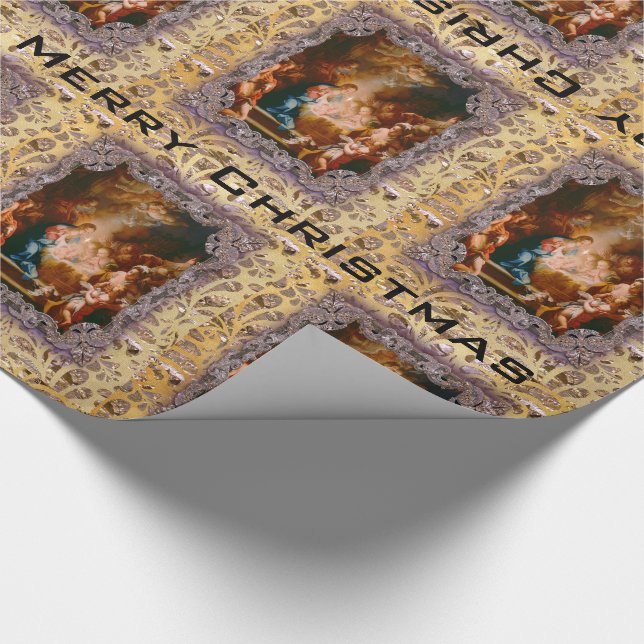 Baby Jesus Born to Save Victorian Wrapping Paper (Corner)