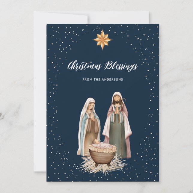 Baby Jesus Christian Nativity Christmas Holiday Card (Front)