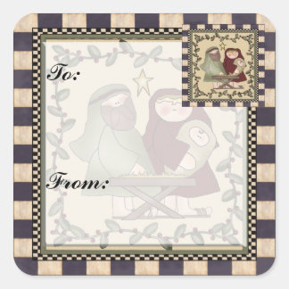 Baby Jesus Christmas Gift Tag Sticker