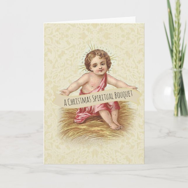 Baby Jesus Christmas Spiritual Bouquet Prayers Card (Front)
