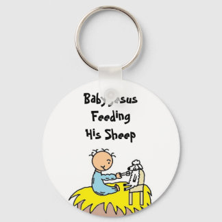 Baby Jesus Feeding His Sheep Keychain