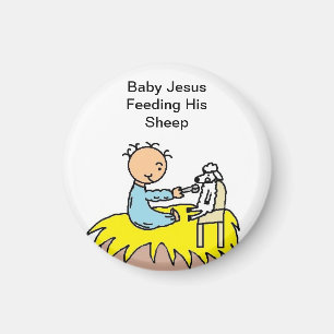 Baby Jesus Feeding His Sheep Magnet