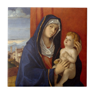 Baby Jesus Holding Gold Pear Tile