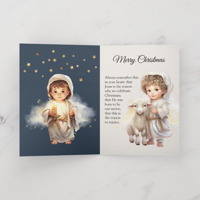 Baby Jesus Illustration Merry Christmas Foil Holiday Card (Inside Laydown)