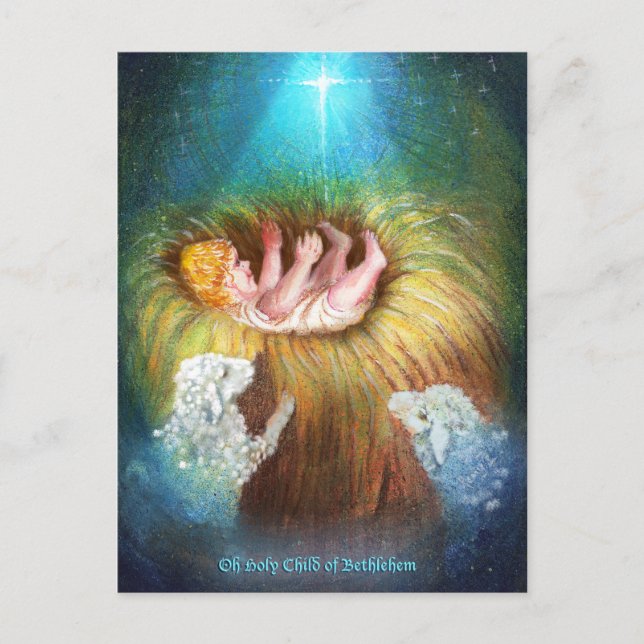 Baby Jesus in a manger Holiday Postcard (Front)