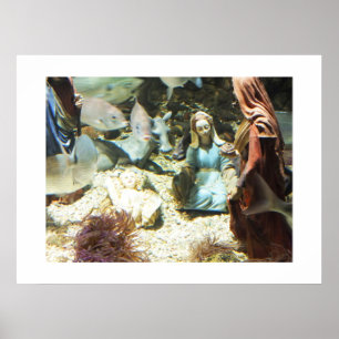 Baby Jesus in an underwater nativity Poster