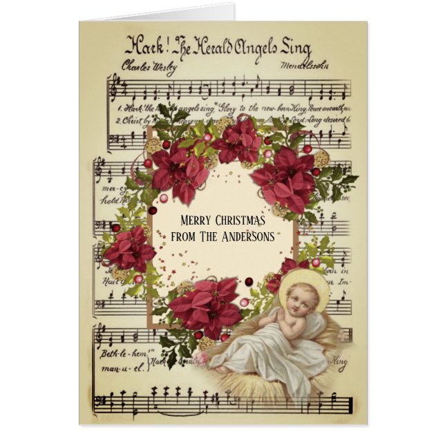 Baby Jesus in Manger Christmas Floral Sheet Music (Front)
