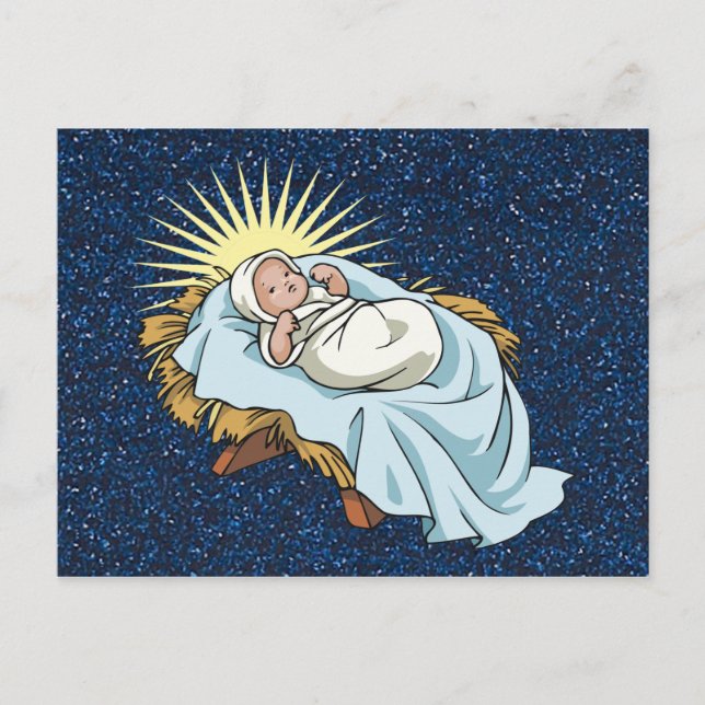 baby jesus in manger holiday postcard (Front)