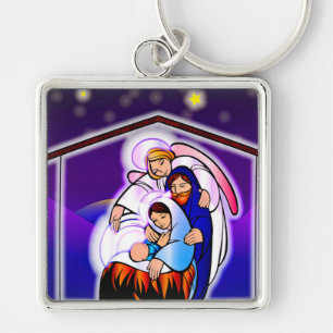 Baby Jesus in Manger Key Ring