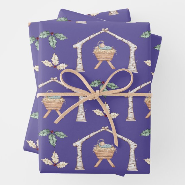 Baby Jesus in Manger Wrapping Paper Sheet (In situ)