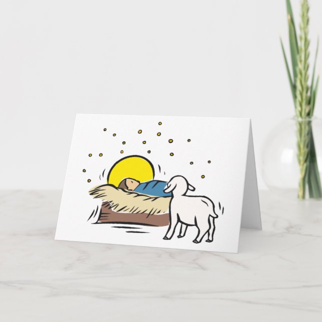 Baby Jesus In The Manger Holiday Card (Front)