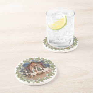 Baby Jesus in the Manger Nativity  Coaster