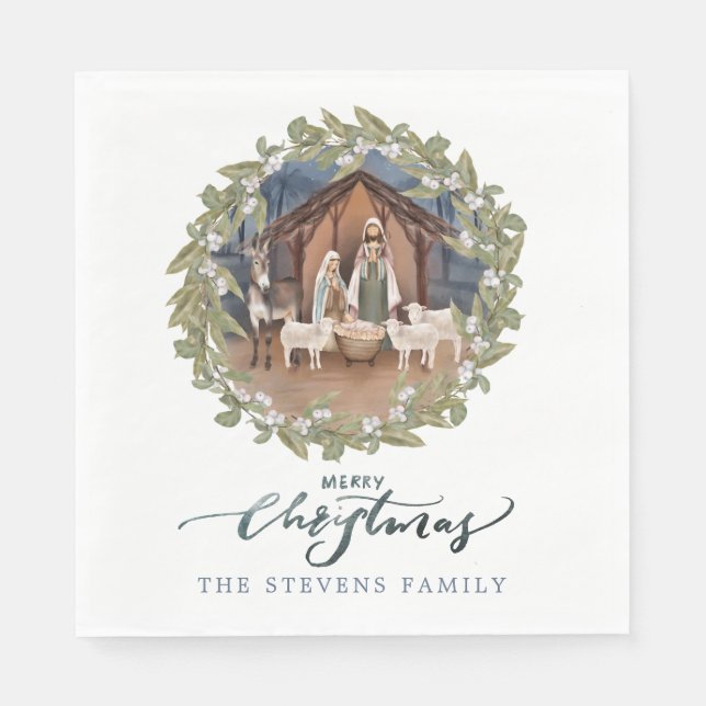 Baby Jesus in the Manger Nativity  Napkin (Front)