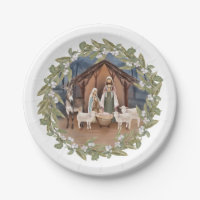 Baby Jesus in the Manger Nativity  Paper Plate