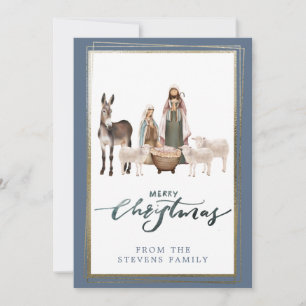 Baby Jesus in the Manger Nativity Photo Christmas Invitation