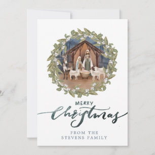 Baby Jesus in the Manger Nativity Photo Christmas Invitation