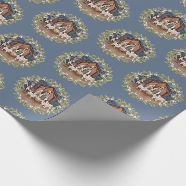 Baby Jesus in the Manger Nativity Wrapping Paper (Corner)