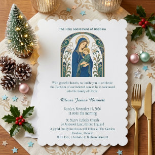 Baby Jesus & Madonna Blessed by Faith Christening Invitation