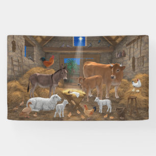 Baby Jesus Manger Holy Night Christmas Nativity Banner