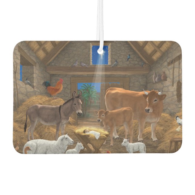 Baby Jesus Manger Holy Night Christmas Nativity Car Air Freshener (Front)