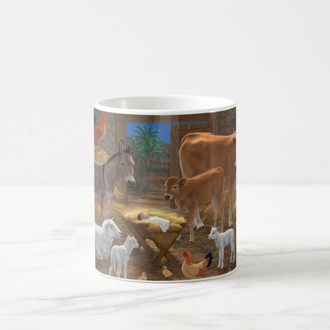 Baby Jesus Manger Holy Night Christmas Nativity Coffee Mug (Center)