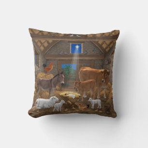 Baby Jesus Manger Holy Night Christmas Nativity Cushion