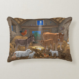 Baby Jesus Manger Holy Night Christmas Nativity Decorative Cushion