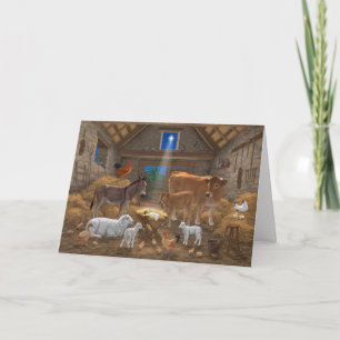 Baby Jesus Manger Holy Night Christmas Nativity Holiday Card
