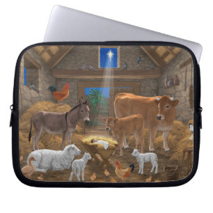 Baby Jesus Manger Holy Night Christmas Nativity Laptop Sleeve