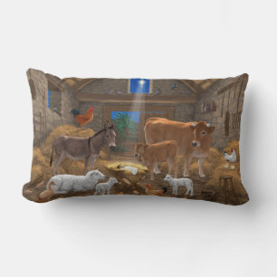 Baby Jesus Manger Holy Night Christmas Nativity Lumbar Cushion