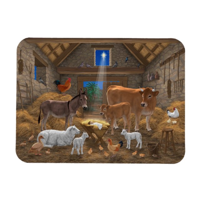 Baby Jesus Manger Holy Night Christmas Nativity Magnet (Horizontal)