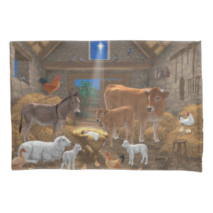 Baby Jesus Manger Holy Night Christmas Nativity Pillowcase