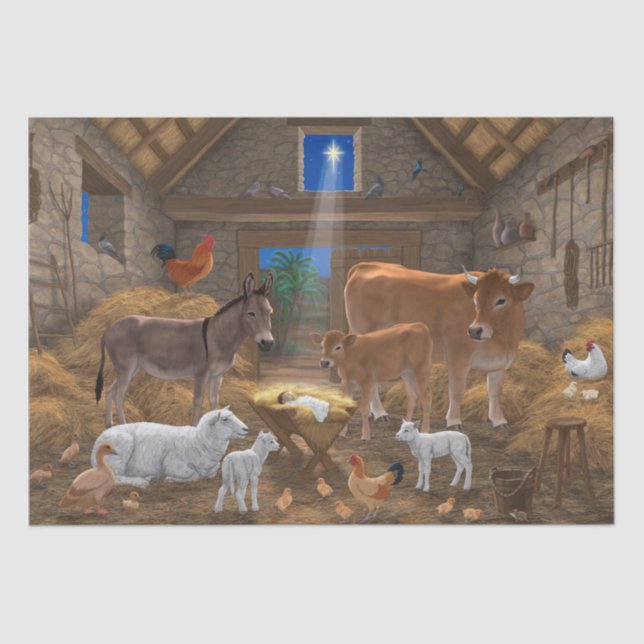 Baby Jesus Manger Holy Night Christmas Nativity Tissue Paper (Front)