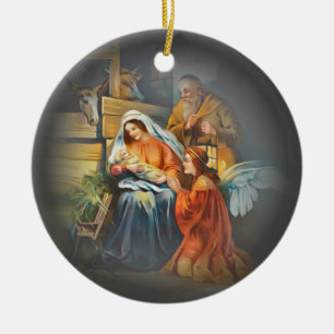 Baby Jesus, Mary & Joseph~The Holy Family~Angel ~ Ceramic Tree Decoration