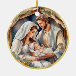 Baby Jesus   Nativity Holiday Card Ceramic Tree Decoration