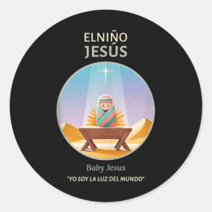 Baby Jesus Nativity - Light Of The World _ El Niño Classic Round Sticker