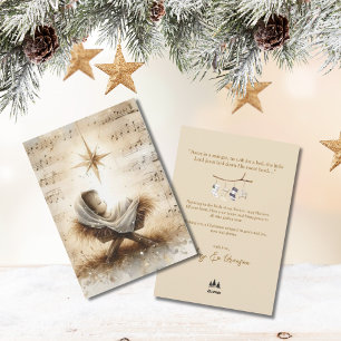 Baby Jesus Nativity Music Watercolor Christmas Holiday Card