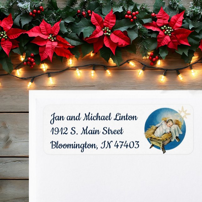 Baby Jesus Nativity Personalise Return Address Lab (Creator Uploaded)