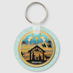 Baby Jesus Nativity Scene, Birth of Jesus Holiday Key Ring