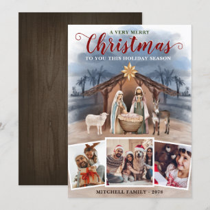 Baby Jesus Nativity Scene Photo Collage Christmas Holiday Card