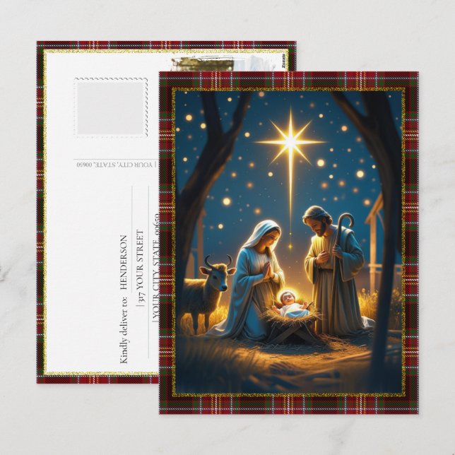Baby Jesus Nativity Scene Photo Merry Christmas  Holiday Postcard (Front/Back)