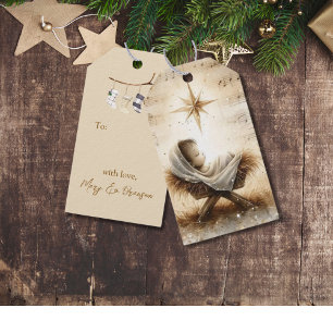 Baby Jesus Non Photo Watercolor Christmas Gift Tags