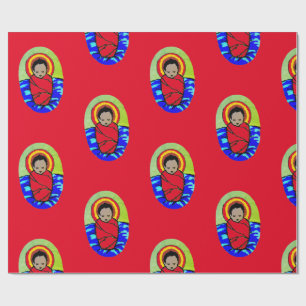 BABY JESUS ON RED CHRISTMAS Wrapping Paper