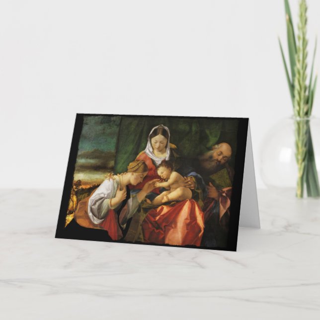 Baby Jesus Saint Catherine and Mary Holiday Card (Front)